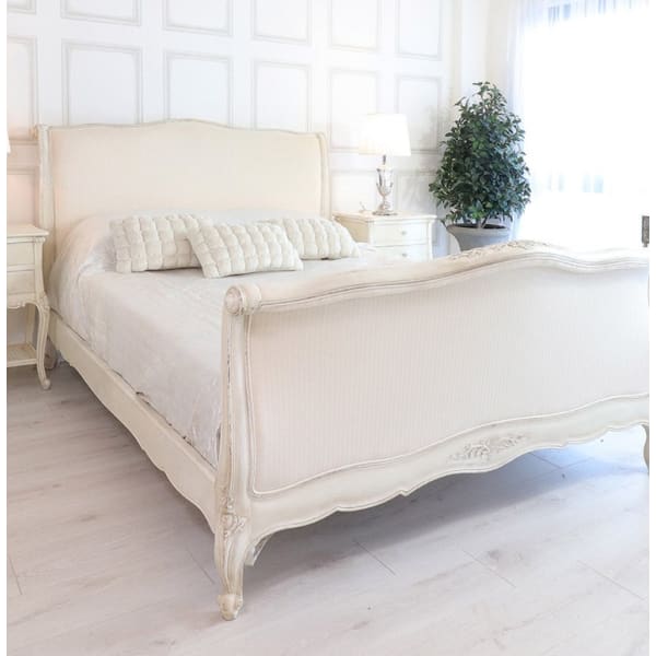 French Style Ivory Upholstered Bed (5ft/6ft)