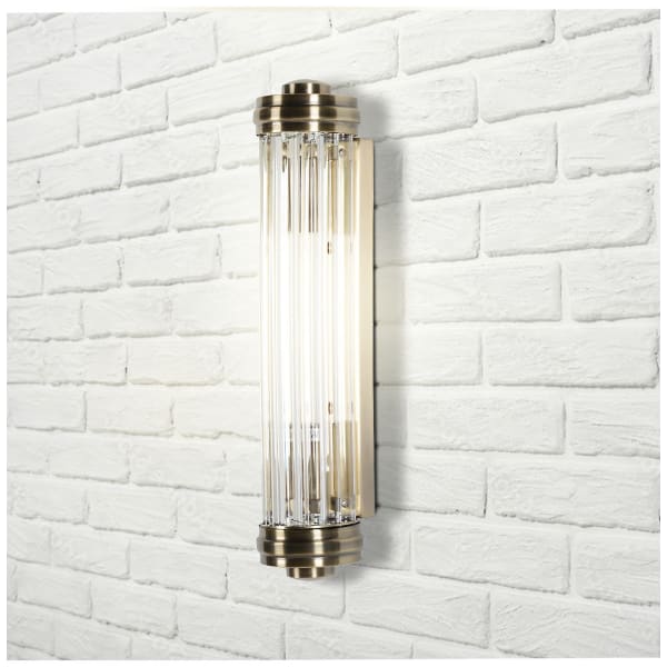 Slender Antique Silver and Glass Wall Lamp 