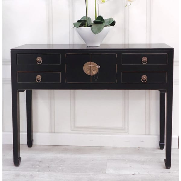 Oriental Style Black Hall Console Table