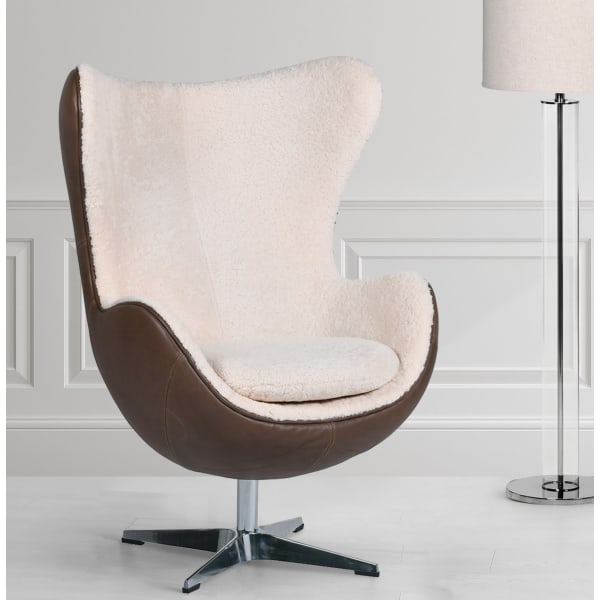 Leather and Sheep Skin Egg Chair