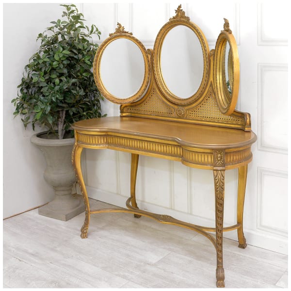 French Style Gold Gilt Ornate Dressing Table