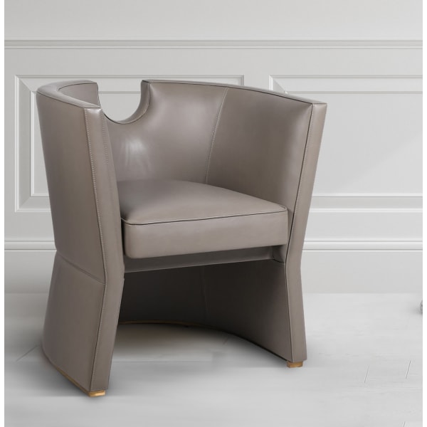 Rochelle Mushroom Leather Curve Club Chair