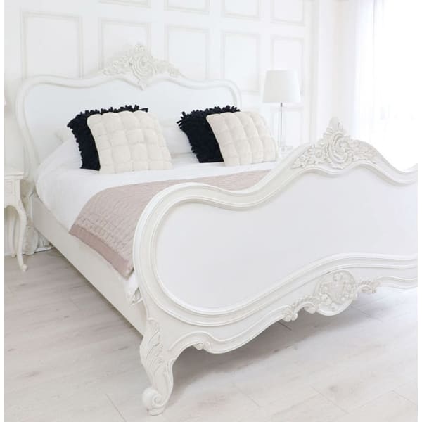 French Style White Complete Panel Bed (4ft6/5ft)
