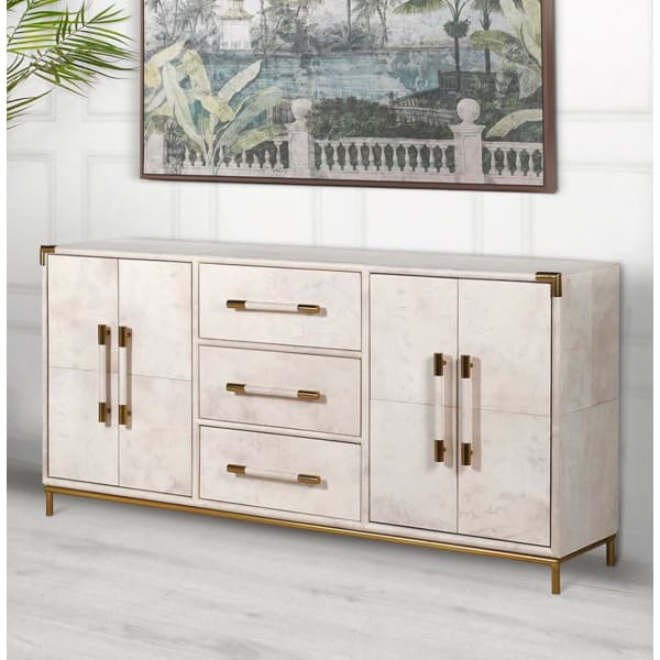 Edgware White Leather Large Sideboard