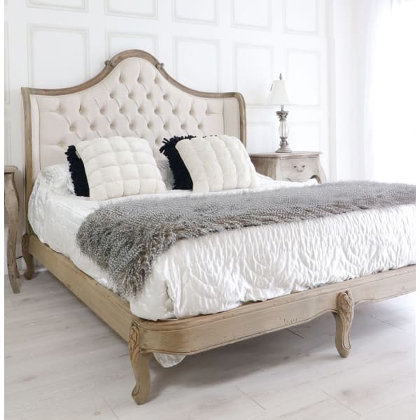 French Style Reclaimed 5ft Kingsize Buttoned Bed
