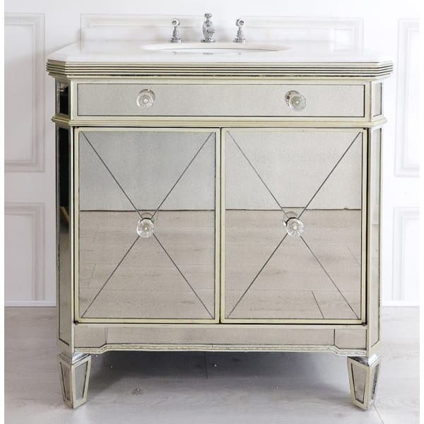 Champagne Antique Mirrored Glass Sink Unit