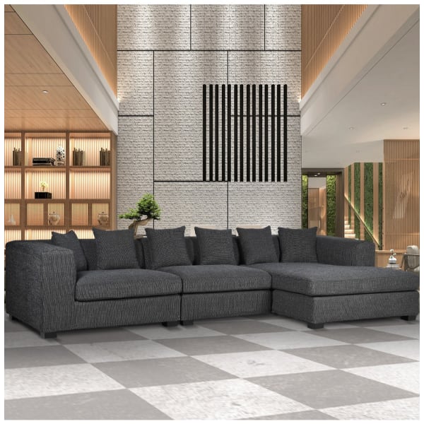 Large Grey Upholstered Corner Sofa