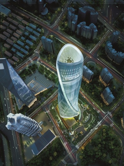 Before construction, Gensler and the Shanghai Tower team used BIM to model the structure to perform analyses and to preview the final product. (Image courtesy of Gensler.)