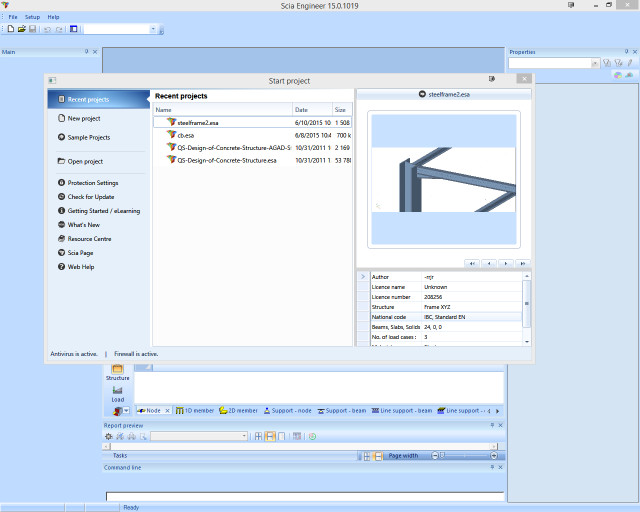 Figure 3: Scia Start Project box at startup.