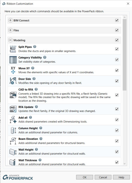 Figure 5. The Ribbon Customization feature allows you to modify the PowerPack ribbon buttons. 