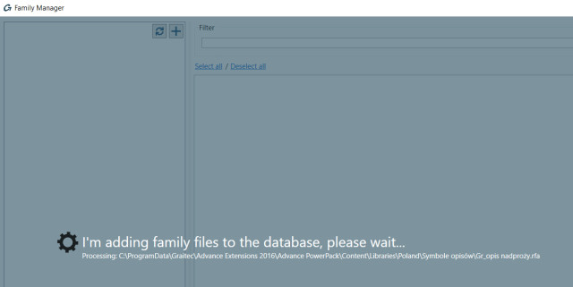 Figure 6. First run indexing by the Family Manager. 