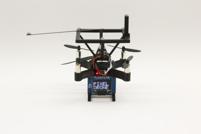 PixelDrones feature a single LED and a small dot matrix display. (Image courtesy of Queens University.)