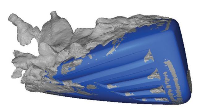 Flow separation occurs as air rushes over a golf club head, a bluff object.(Image courtesy of ANSYS.)