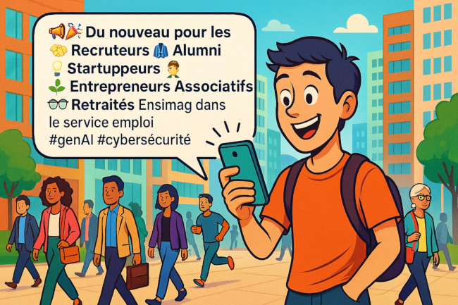 📢 🎉 Du nouveau pour les  🤝 Recruteurs 👔 Alumni 💡Startuppeurs 🏃‍♂️ Entrepreneurs 🌱 Associatifs 👓Retraités Ensimag dans le service emploi #genAI #cybersécurité 