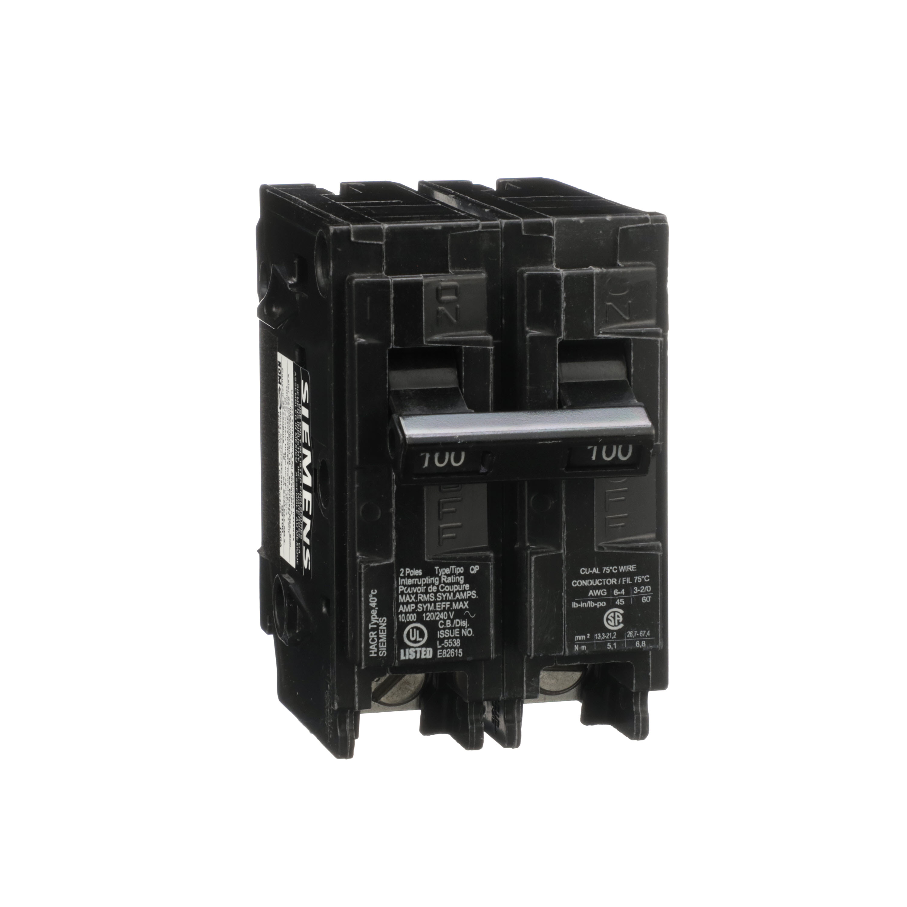 Siemens Q2100 100A 2-Pole Plug-In Circuit Breaker 120/240V