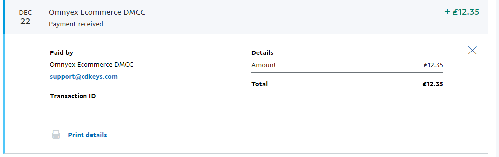 Proof of payment