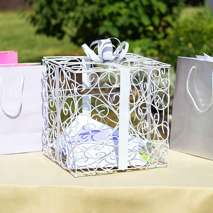 Exclusively Weddings White Reception Gift Card Holder
