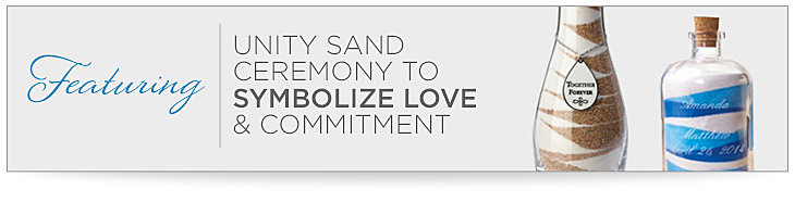 Featuring unity sand ceremony to symbolize love and commitment.