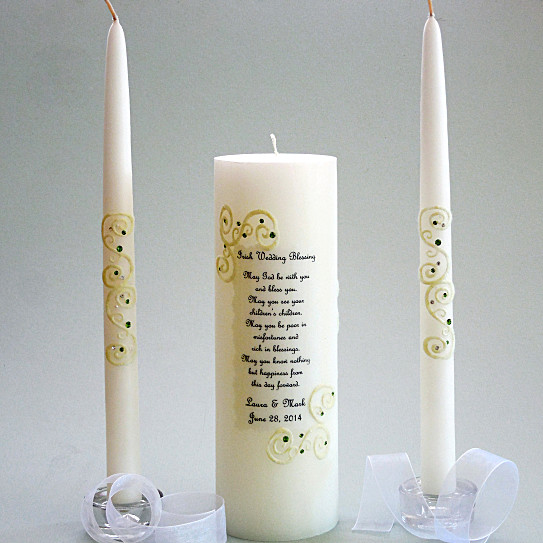 Exclusively Weddings French Lace Irish Unity Candle Set