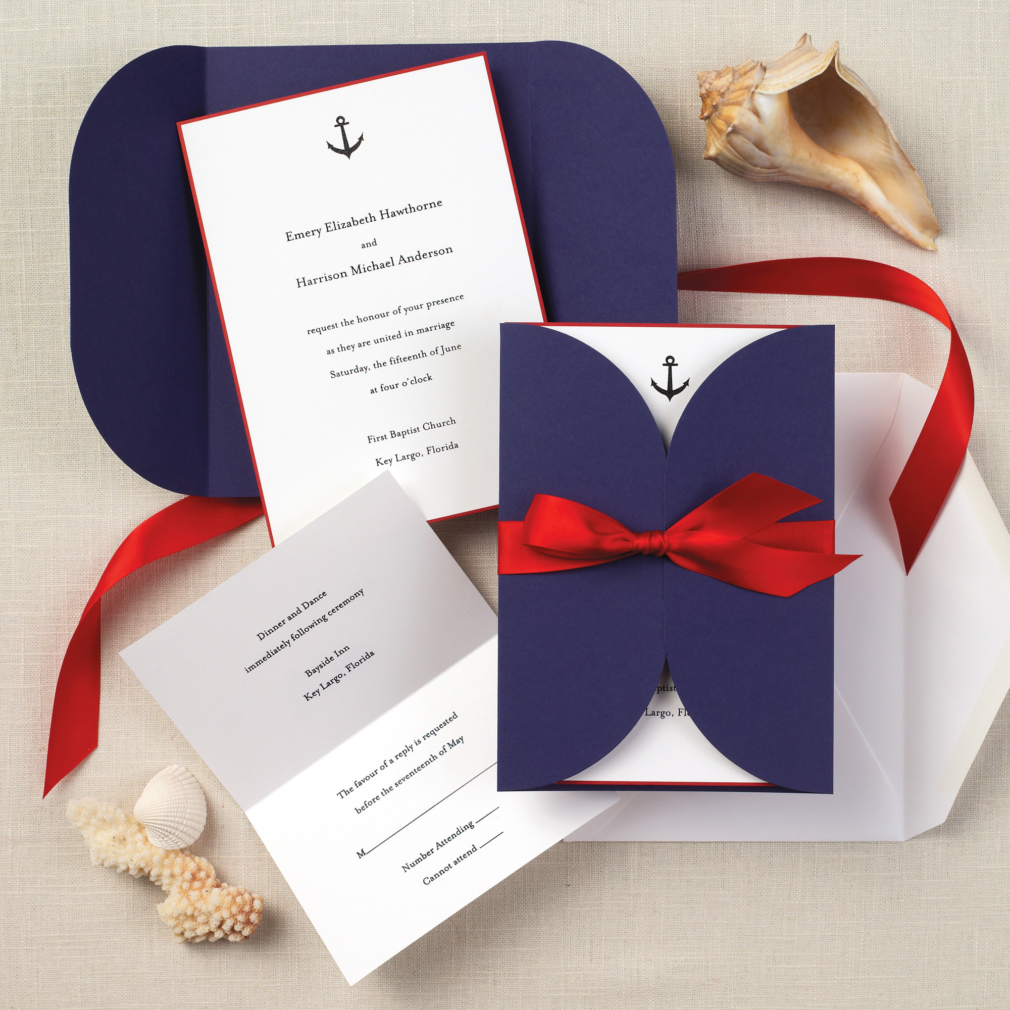 Nautical Beauty Wedding Invitation Beach Invitations
