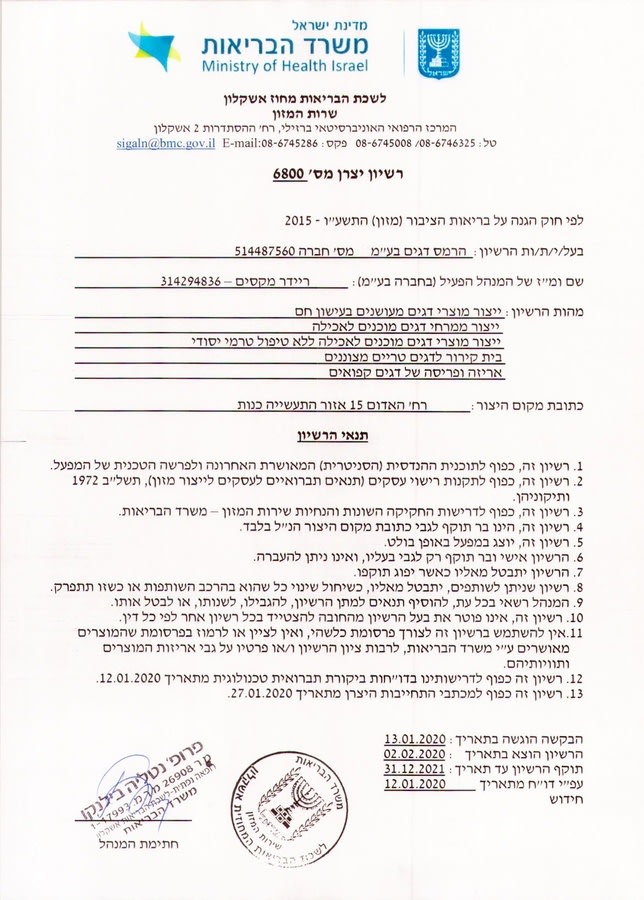 רישון יצרן 2020