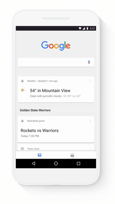 Google Now - 2 tabs
