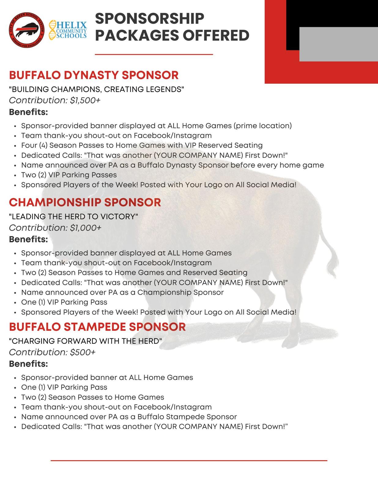 BUFFALO STAMPEDE SPONSOR