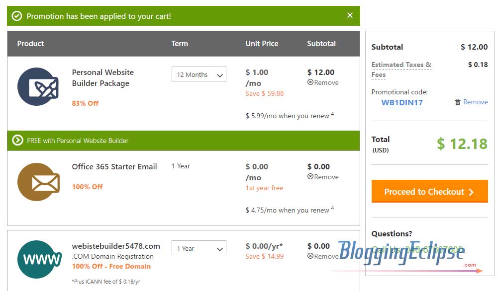 Godaddy Website builder checkout [age