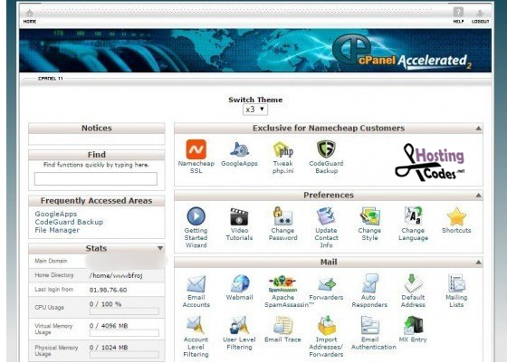 Namecheap Cpanel