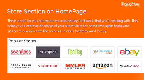 Featured Store section on home page