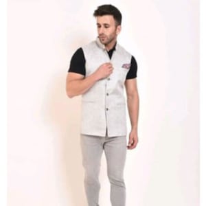 Men's Partywear Solid Jute Waistcoats web Vol 1 (10)