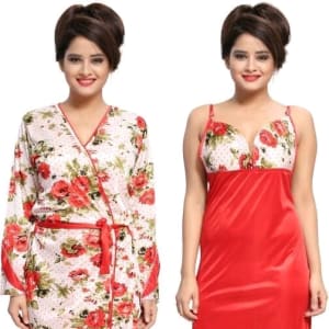 Ladies Satin Solid Nighty