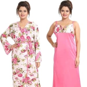 Ladies Satin Solid Nighty