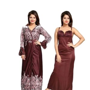 Ladies Satin Solid Nighty