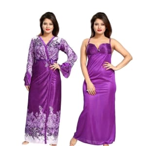 Ladies Satin Solid Nighty