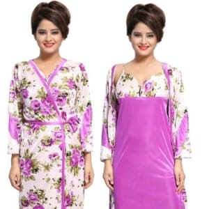 Ladies Satin Solid Nighty