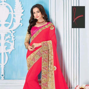 Alisha Alluring Satin Georgette Embroidery Sarees