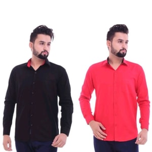 Men's Trendy Cotton Solid Shirts Combo (5)