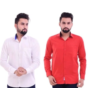 Men's Trendy Cotton Solid Shirts Combo (4)