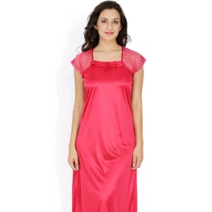 Women's Trendy Satin Lace Work Nighties