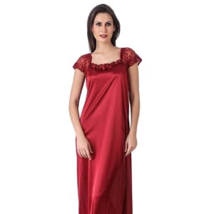 Women's Trendy Satin Lace Work Nighties