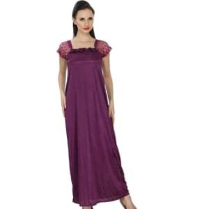 Women's Trendy Satin Lace Work Nighties