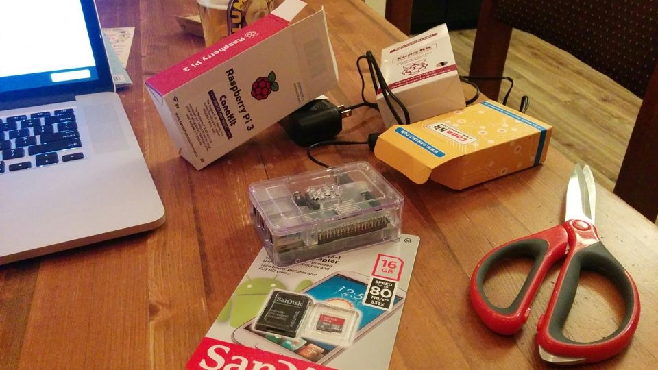 All the boxes of the pieces of raspberry pi in prep for retropie