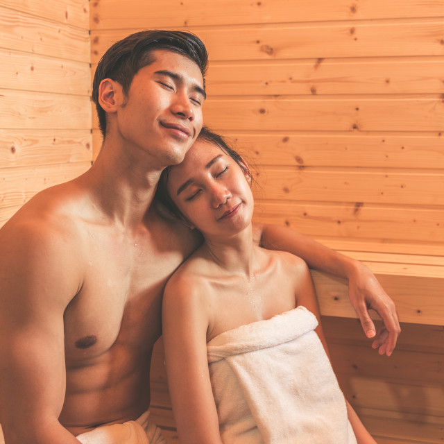 Asian sauna threesome