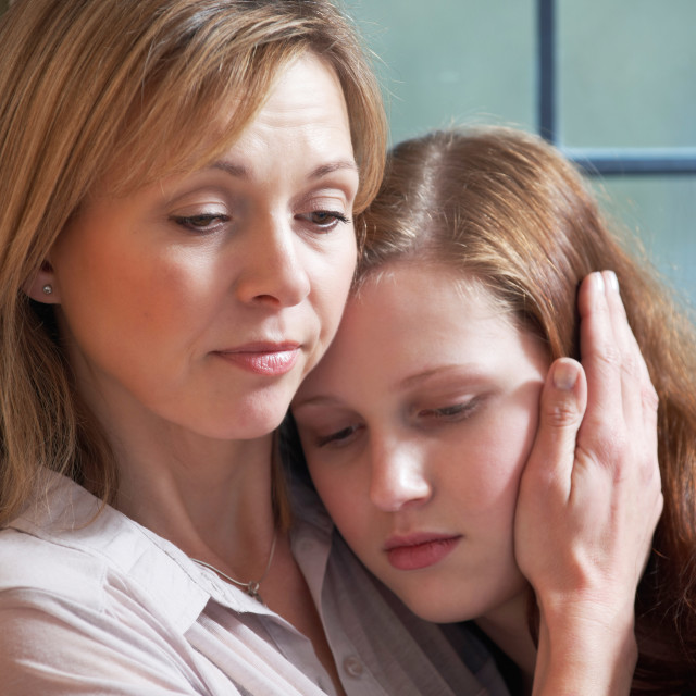 Mommy dearest comforts teen