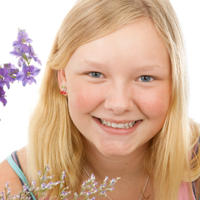 Blonde Teen Girl With Flower