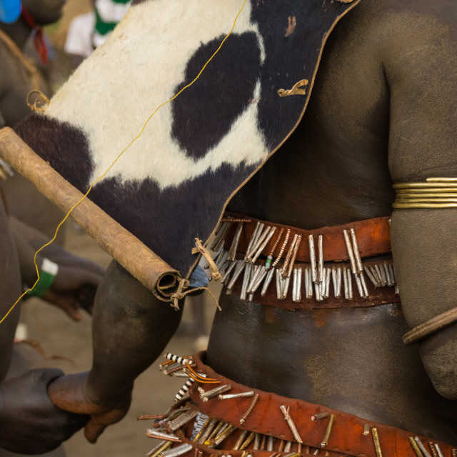 Bodi Tribe Men Dancing During Kael Ceremony Gurra Hana Mursi Omo Valley License