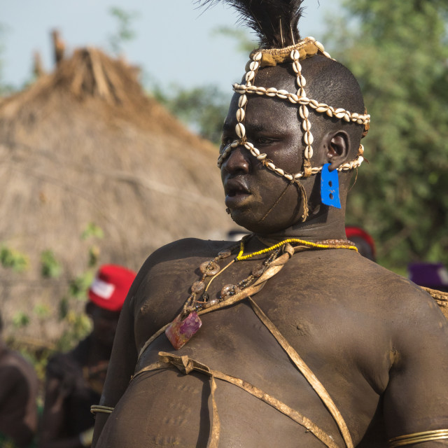 Bodi Tribe Man Celebrating Kael Ceremony Gurra Hana Mursi Omo Valley