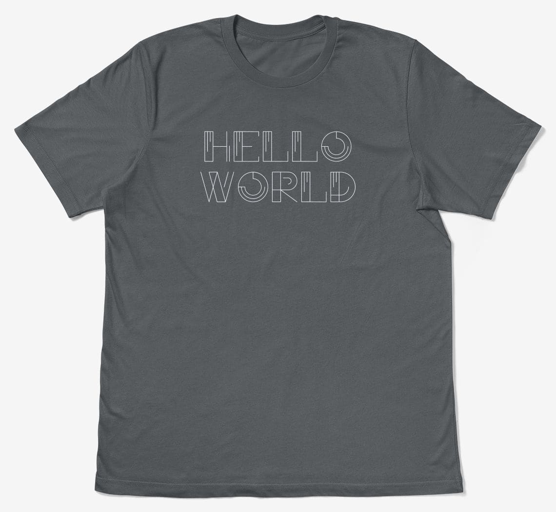 A preview of the hello-world t-shirt design