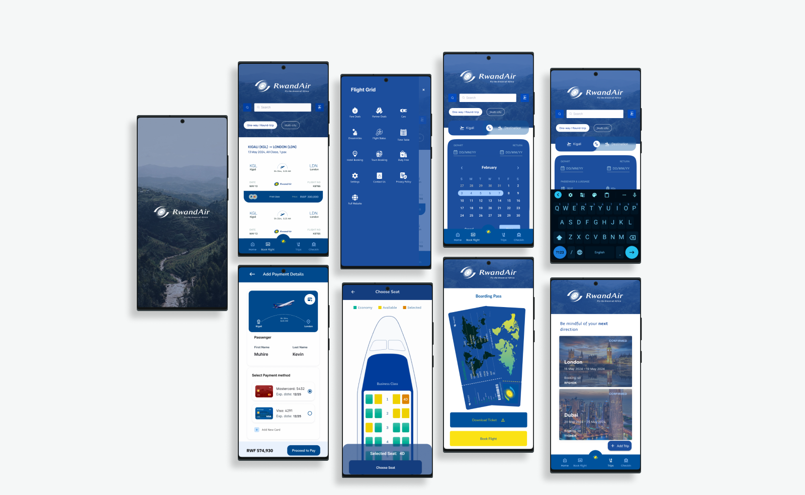 RwandAir Mobile App Final UI Design